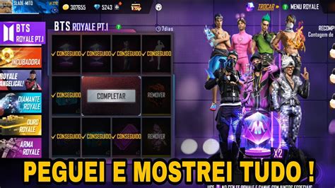 BTS ROYALE FREE FIRE PEGUEI TUDO TOKENS BTS TA FACIL QUANTOS