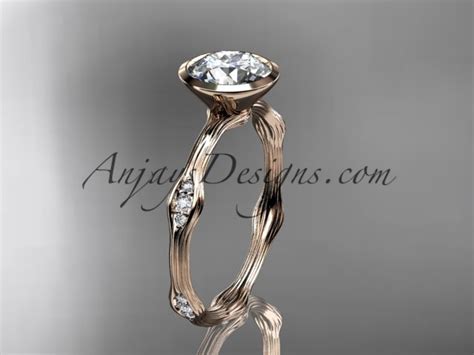 14k rose gold diamond vine wedding band engagement ring