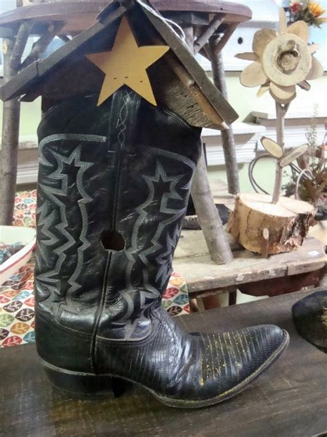 Pin By Ohio Street Originals On Birdhouses Cowboy Boot Crafts Cowboy