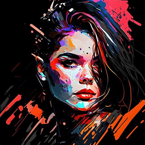 Neon Portrait Bunt Auf Schwarzem Hintergrund Px Png Malkunststil