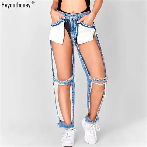 Heyouthoney Summer Streetwear Girls Fashion Sexy Hole Ripped Jeans High