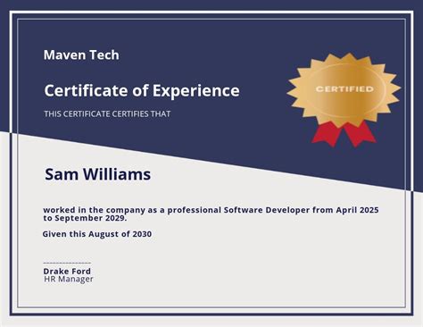 Experience Certificate Template Free Pdf Word Psd Indesign