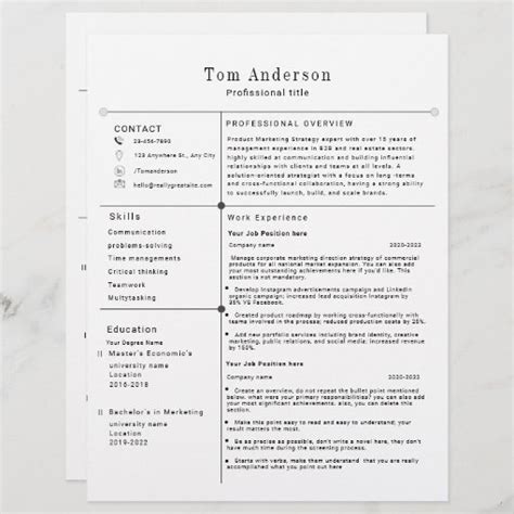 Modern Professional Resume Template Zazzle