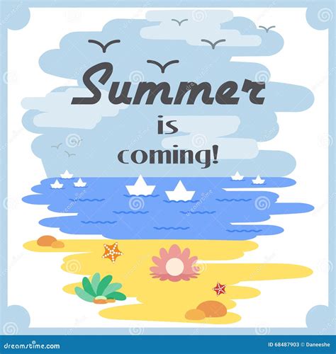 Summer Is Coming Flat Card Stock Vector Illustration Of Design 68487903