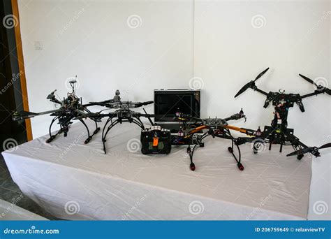 Drone Production Line On Display For The Final Electronic Static Test Editorial Stock Image