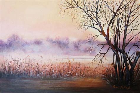 Mist On The River By Vesna Martinjak Original Landscape Painting