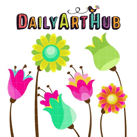 Colorful Flowers Clip Art Set Daily Art Hub Free Clip Art Everyday