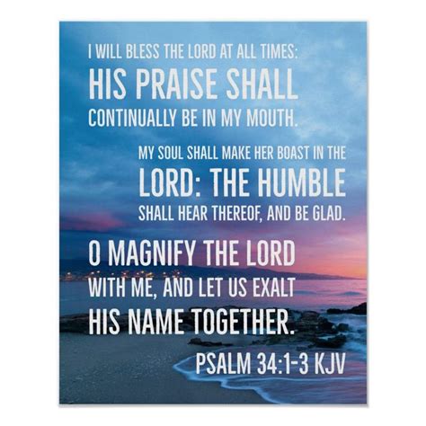 Psalm 341 3 I Will Bless The Lord At All Times Poster In