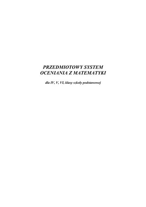 Pdf Przedmiotowy System Oceniania Z Matematyki Zna Poj Cie K Ta