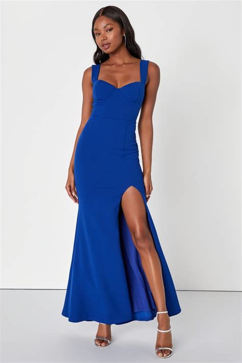 Sexy Royal Blue Dress Bustier Maxi Dress Backless Maxi Dress Lulus