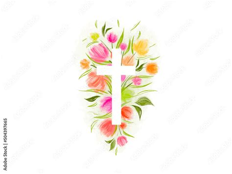 Watercolor Easter Cross Clipart Floral Crosses Stock Vector Adobe Stock