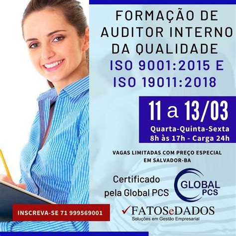 FormaÇÃo De Auditor Interno Da Qualidade Iso 90012015 E Iso 190112018 🎯 Fatos E Dados Em