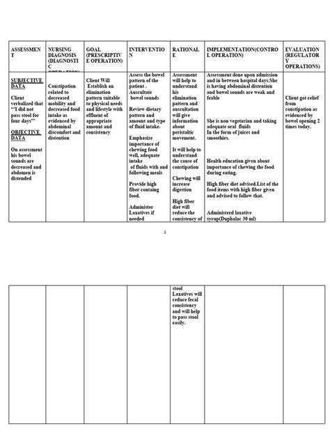 Care Plan Format Constipation Pdf Constipation Dietary Fiber