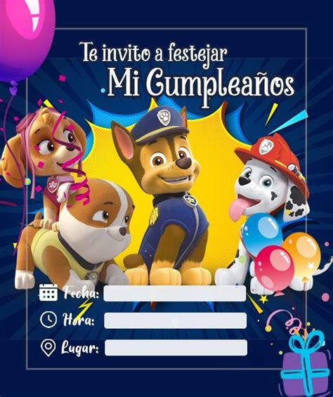 🚀 Las Mejores Tarjetas De Invitación De Paw Patrol Tarjetas De Cumpleaños Para Imprimir