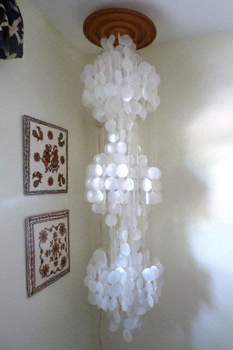 Found on EstateSales.NET: Retro (late 1960's-early 1970's) Triple tiered Capiz shell hanging ...