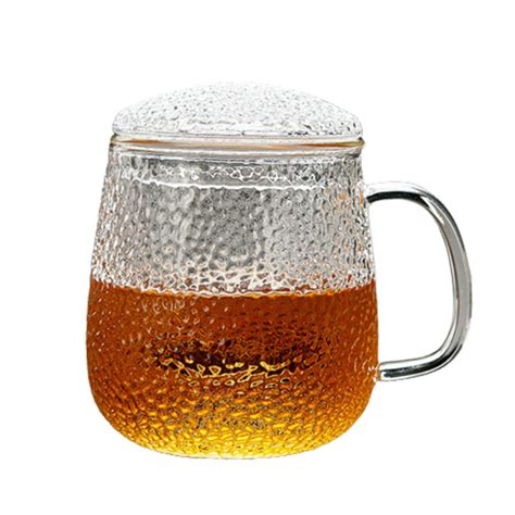 Customized Glass Tea Infuser Cup Single Serving Borosilicate Glass Material