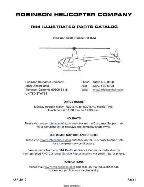 Robinson Helicopter R44 Illustrated Parts Catalog 2012 ...