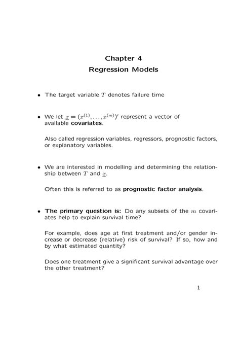 [pdf] Chapter 4 Regression Models The Target Variable T Denotes