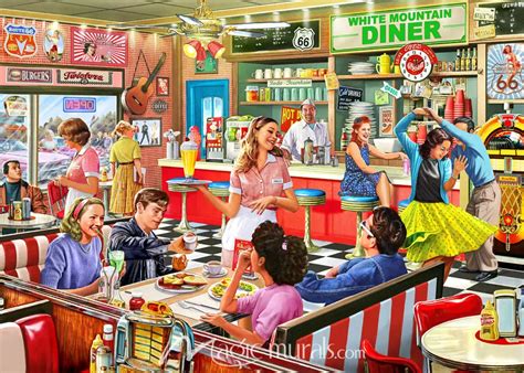 American Diner Wallpaper Wall Mural By Magic Murals