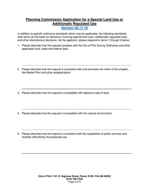 City Of Flint Michigan Application For Special Land Use Additionally