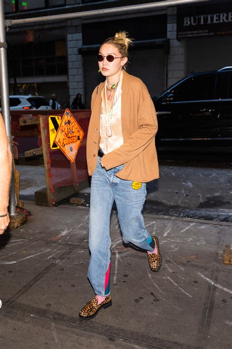 Gigi Hadid Makes A Wild Shoe Statement In Leopard Print Loafers Vogue