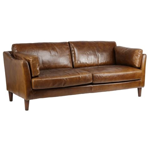 Canapé cuir marron 2 places Harlow Vintage Cosy Home Design