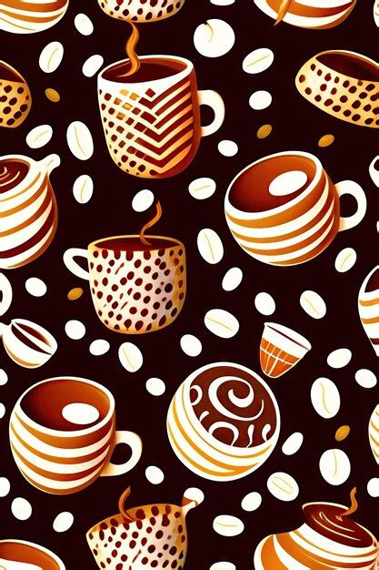 Premium AI Image Seamless Pattern With Coffee Cups