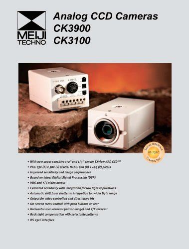 Digital Ccd Video Cameras Meiji Techno Pdf Catalogs Technical