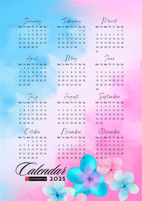 Free Printable 2025 Calendar Free Printable 2025 Calendar Entheosweb