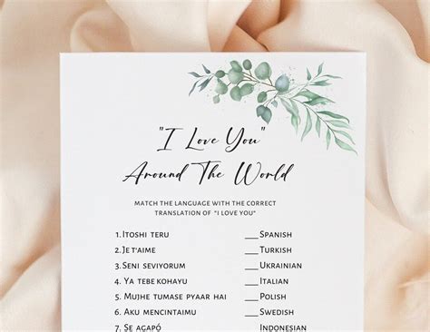 Game I Love You Around The World Bridal Shower Game Greenery Etsy Artofit