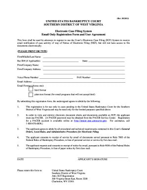 Fillable Online Wvsb Uscourts Limited Access Registration Form