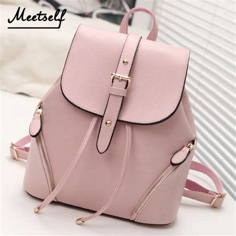 Meetself New School Bag Ladies Backpack College Bag Fashion Pu Leather Girls Backpack Women