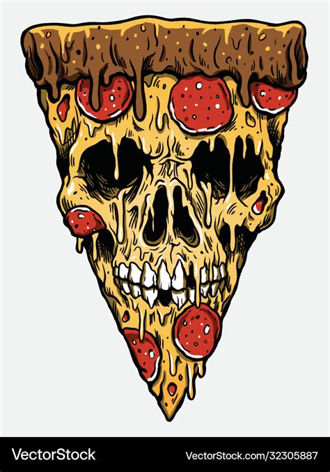 Zombie Skull Pizza Slice Royalty Free Vector Image