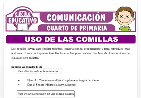 Uso De Las Comillas Para Cuarto De Primaria Fichas GRATIS