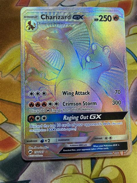 Pokemon Charizard Gx Rainbow Secret Rare Burning Shadows