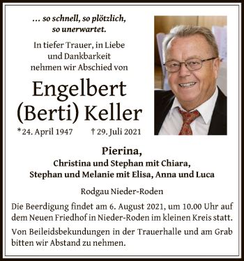 Traueranzeigen Von Engelbert Keller Trauer Op Online De