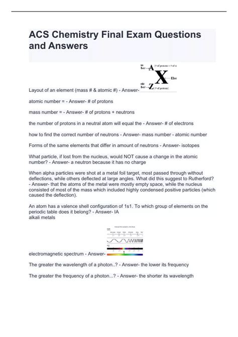 ACS Chemistry Final Exam Questions And Answers 2024 Graded A ACS