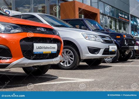 New Lada Cars of Different Models are in Front of the Showroom SCS Lada ...