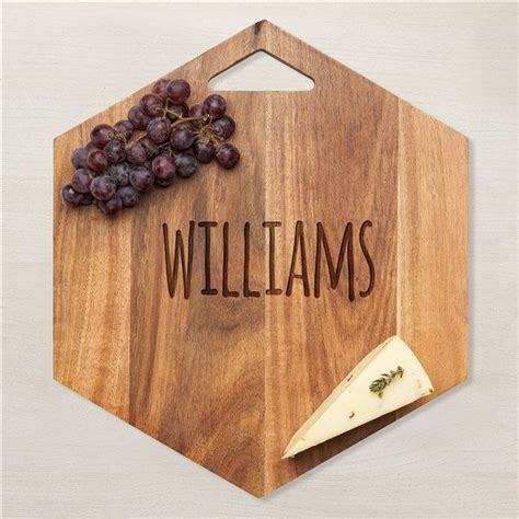 Personalized Modern Hexagon Charcuterie Board Acacia Wood