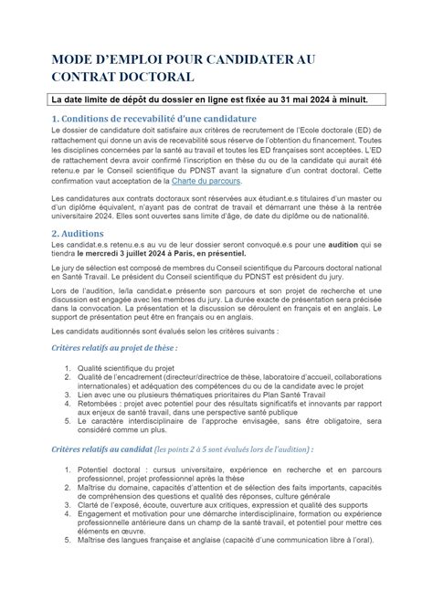 Appel Candidatures Pour Lattribution De Contrats Doctoraux Dans