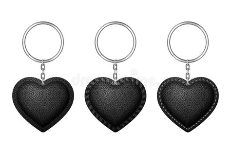 Leather Heart Shape Keychain Holder Trinket For Key With Metal Ring