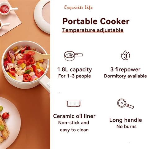 Drizzle Electric Hot Pot Cooker Steamer L Multifunctional Non Stick Pan Office Dorm