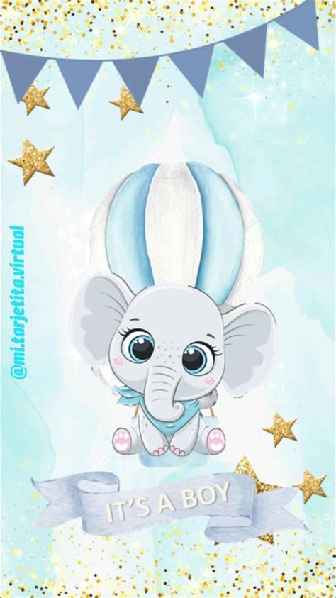 Invitaci N Animada Baby Shower De Var N Elefante En Acuarela Instagram