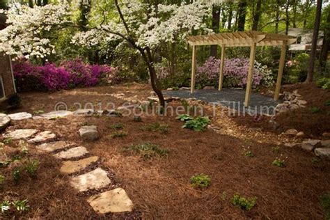 Pinestraw Shady Backyard Landscaping Shady Backyard Ideas Backyard