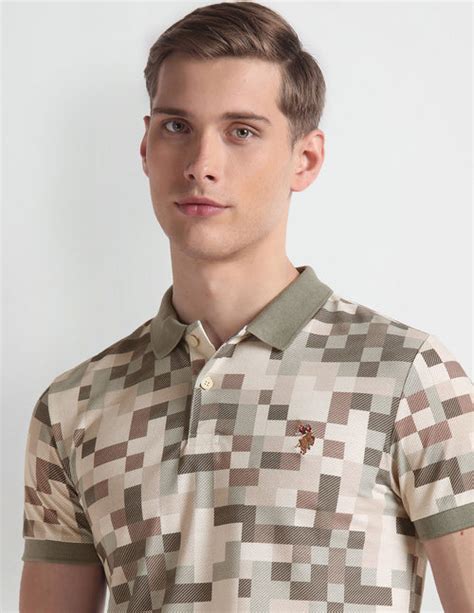 Geometric Print Cotton Polo Shirt U S Polo Assn India