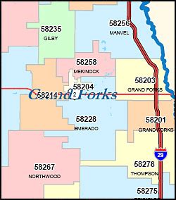 North Dakota ZIP Code Map including County Maps