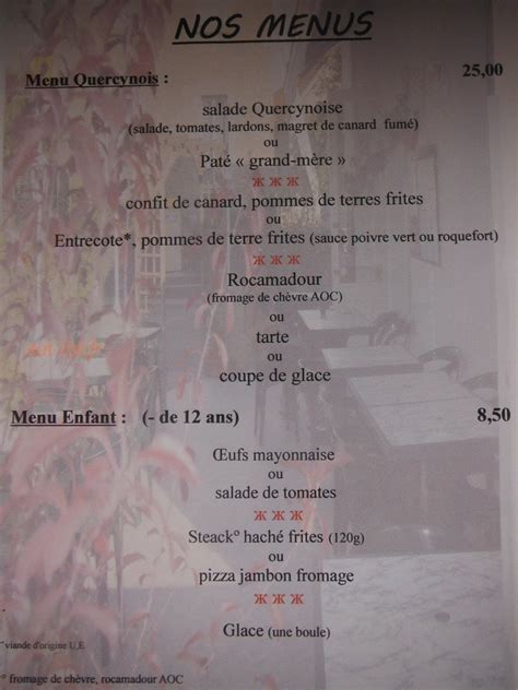 Le Petit Resto Alvignac Menu En Ligne