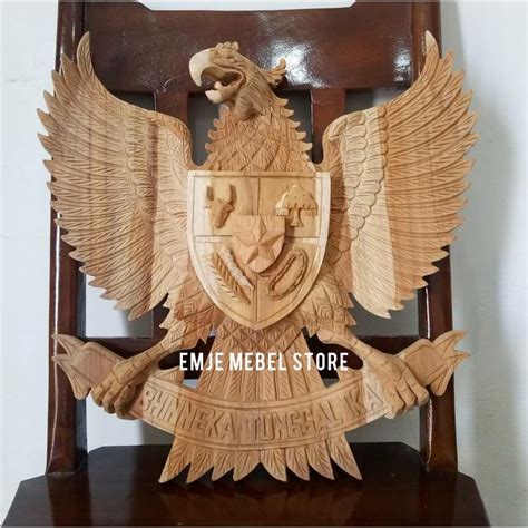 Jual Ornamen Kayu Solid Lambang Burung Garuda Jati Dekorasi Ukir Jepara