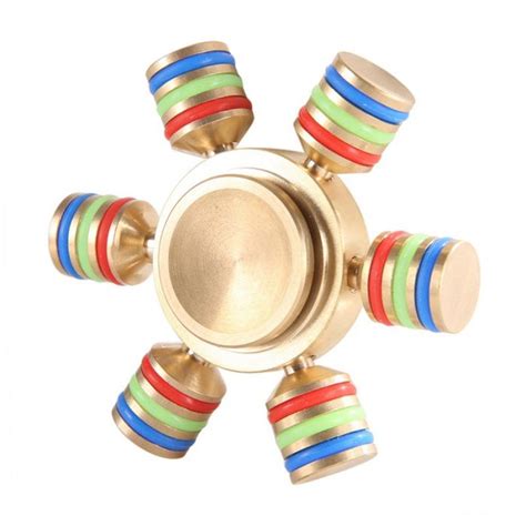 Gold 6-Spoke Brass Glowing Fidget Spinner DIY hand spinner