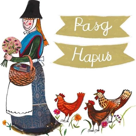 Welsh Lady Pasg Hapus Square Greetings Card Driftwood Designs